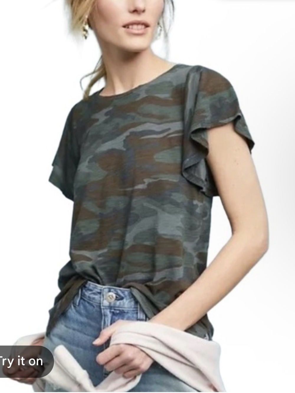 Anthropology t. La camo crew neck tee Sz small